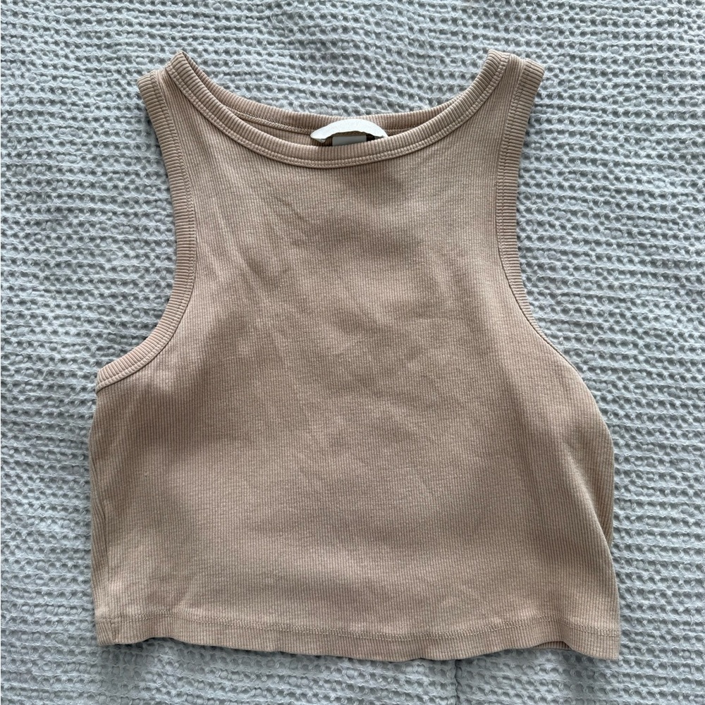 ✨5 for $25✨ H&M Ribbed Cropped Tank Top in Beige